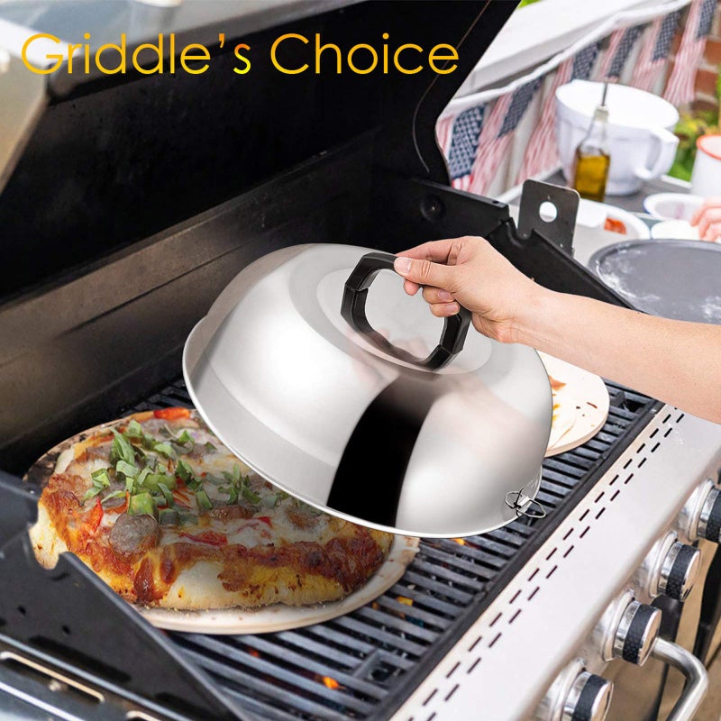 HaSteeL 12 inch Cheese Melting Dome, HaSteeL Heavy Duty Round Basting Steam Cover, Stainless Steel Griddle Grill Accessories for Flat Top BBQ Kitchen Cooking Indoor & Outdoor, Dishwasher Safe - (2Packs) - Image 5